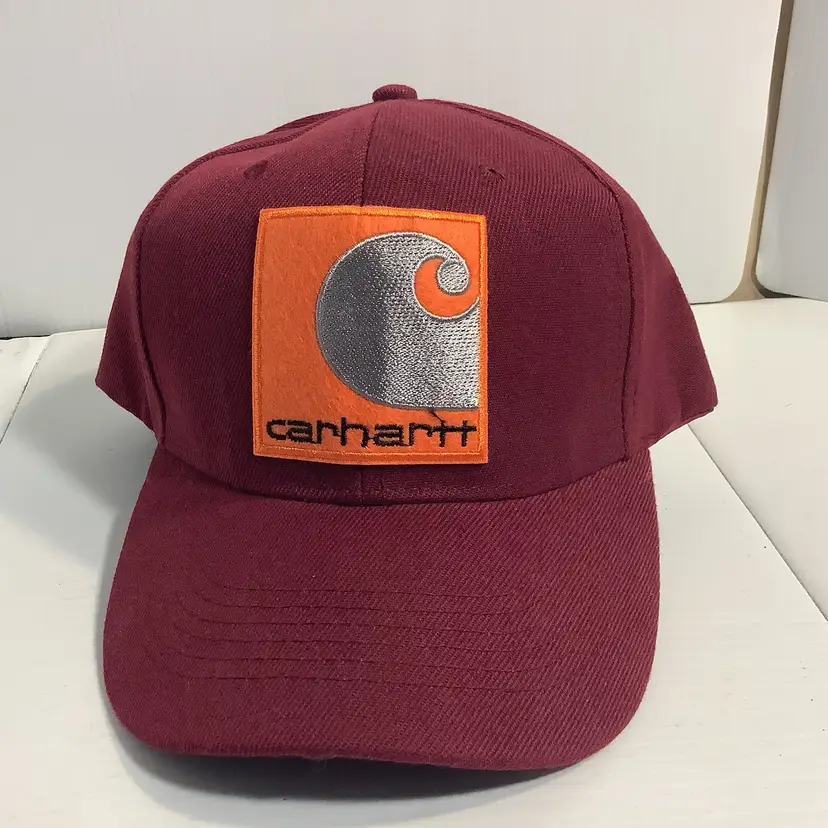 Carhartt Adjustable Cap Hat Red Orange Silver Baseball