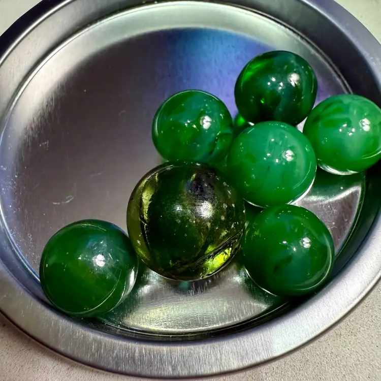 Green Marbles Including Shooter