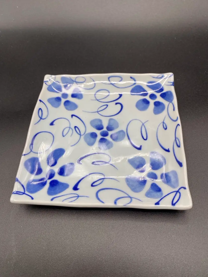 Blue/white 5” Square Trinket Dish