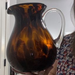 tortoise glass vintage pitcher