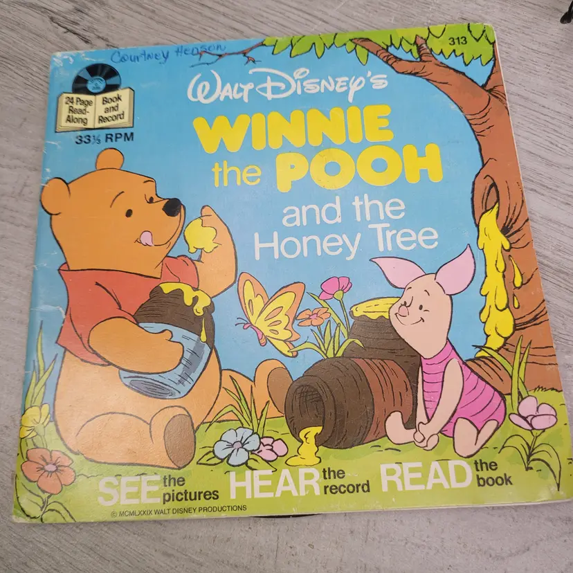 Winnie The Pooh and the Honey Tree Book and Record Read Along 33 RPM 1979 VGC