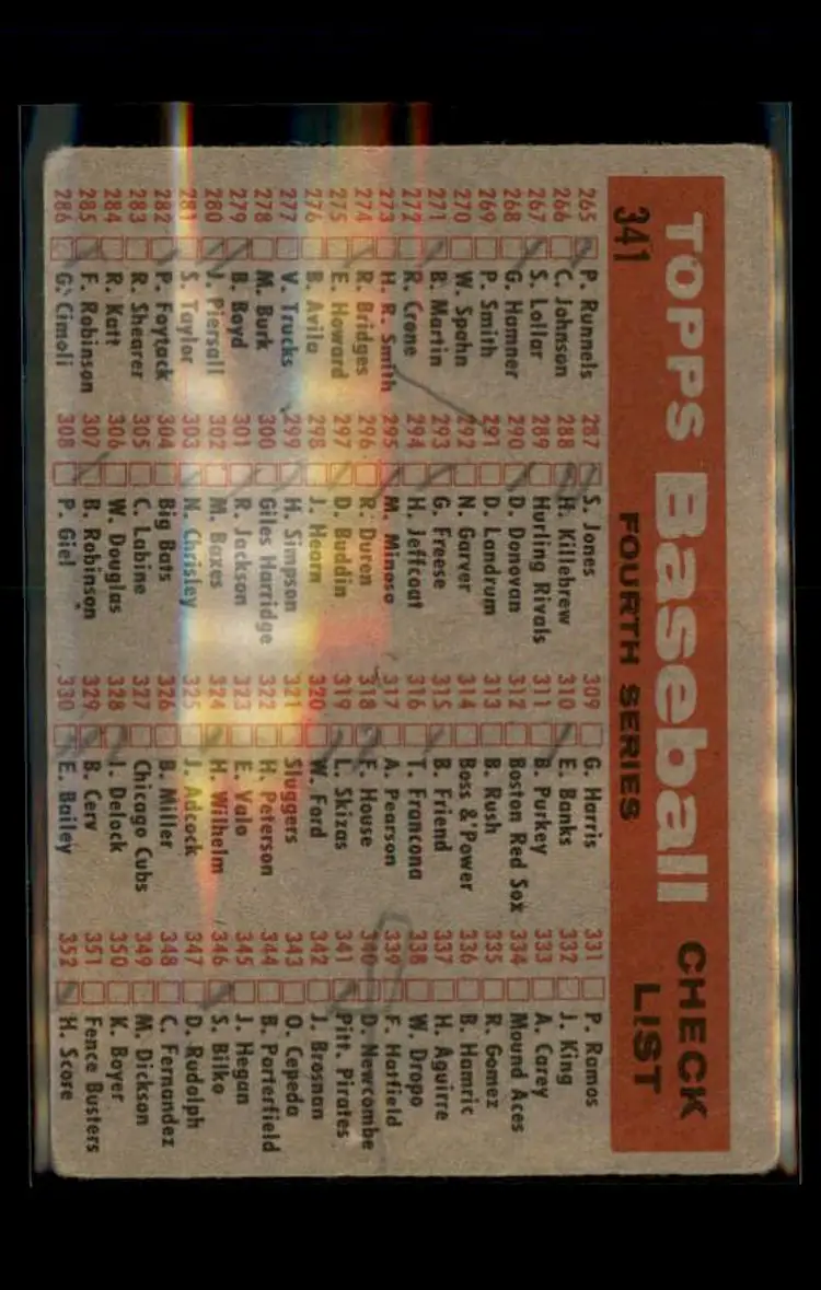 1958 Topps #341 Pittsburgh Pirates - (pk4) - Pittsburgh Pirates