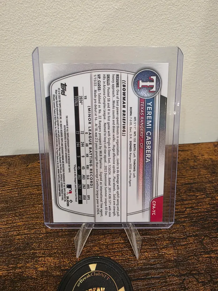 Yeremi Cabrera 2025 Bowman 1st Auto