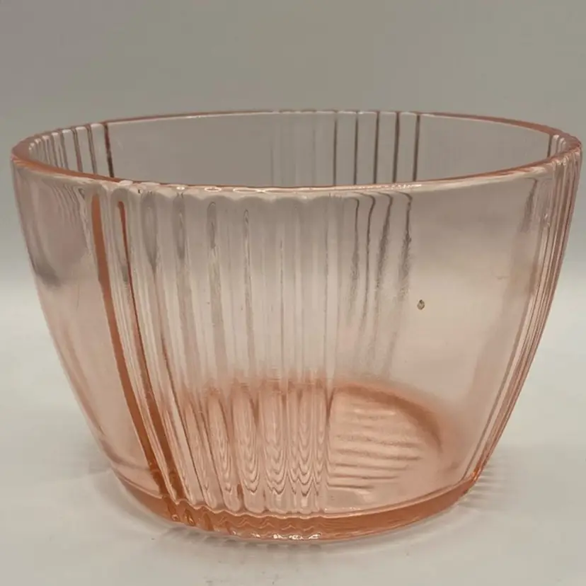 1930’s Federal Glass Pink Depression Refrigerator Dish No Lid, 4 1/2” Diameter
