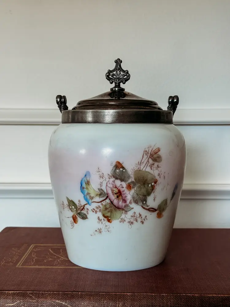 Antique Floral Biscuit Jar