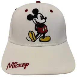 Disney Classic Mickey Mouse Embroidered Adult Unisex Adjustable White Hat