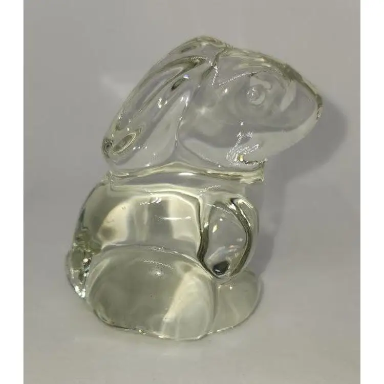 CLEAR GLASS BUNNY PAPER WEIGHT OR ORNAMENT