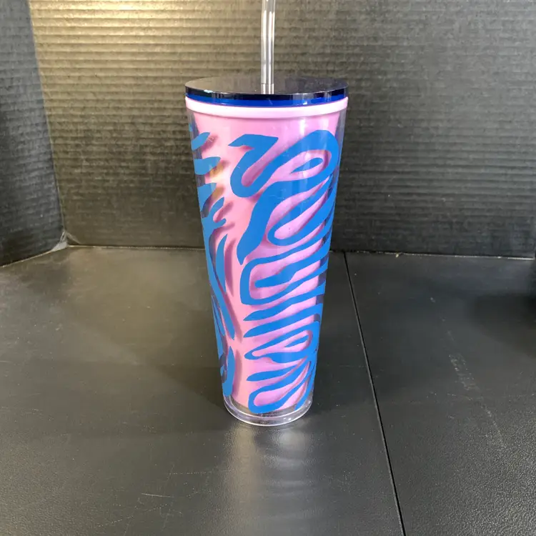 Starbucks 24 oz Pink & Blue Zebra Tumbler 2021