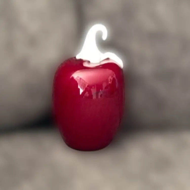 Large Handblown Red Glass Apple Paperweight