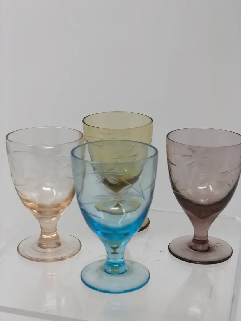 Miniature Multicolor Cordials with Etched Floral Design