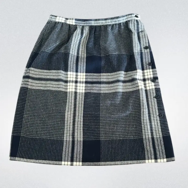 Vintage Haberdashery Collection By Personal Womens Skirt 8 Blue Plaid Lined