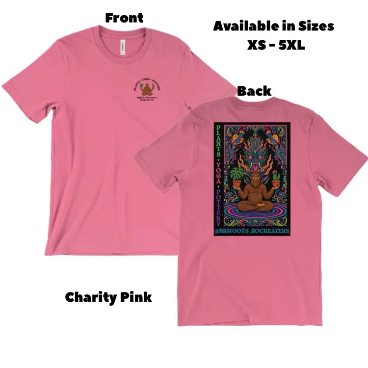 Charity Pink Bigfoot Meditating with Krishna Tee