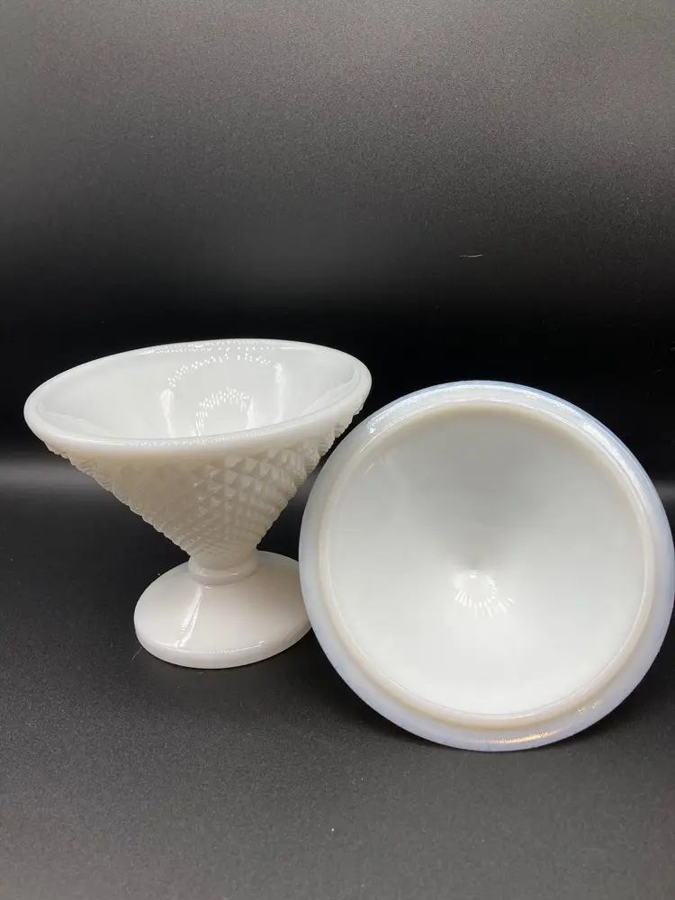 Westmoreland Milk Glass English Hobnail Footed Candy Dish with Lid