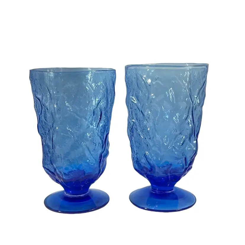 Two Seneca Delphine Blue Driftwood Pattern Goblets 5 1/2"
