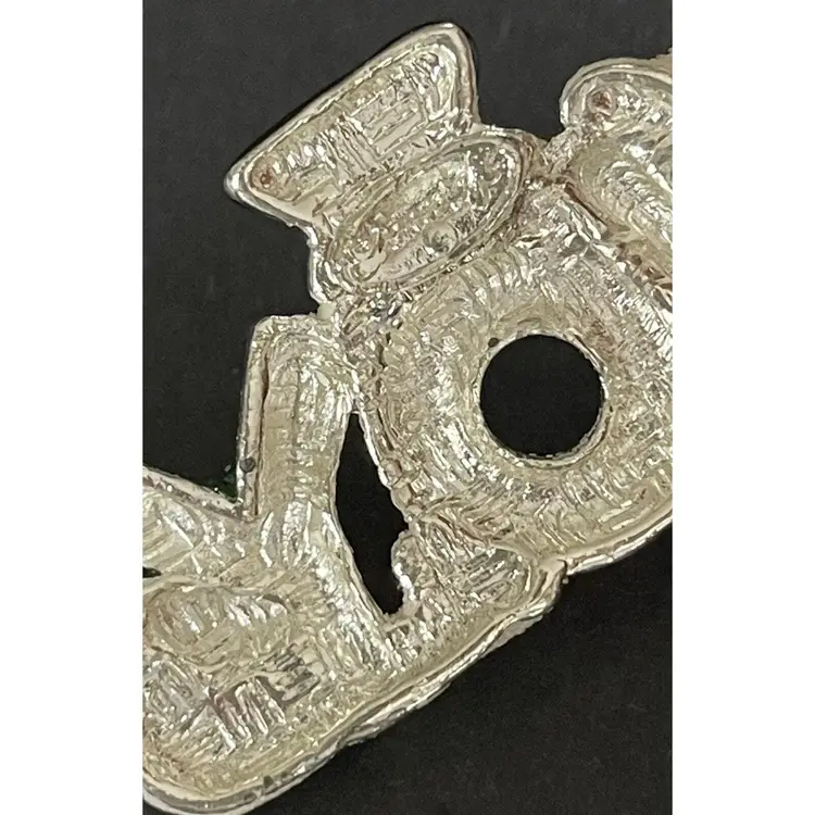 VTG DANECRAFT SNOWMAN TRIO JOY CHRISTMAS BROOCH Pin Silver Tone Glitter Holiday Jewelry