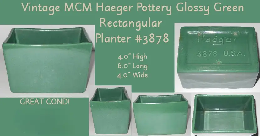 Vintage Haeger Pottery Green Planter
