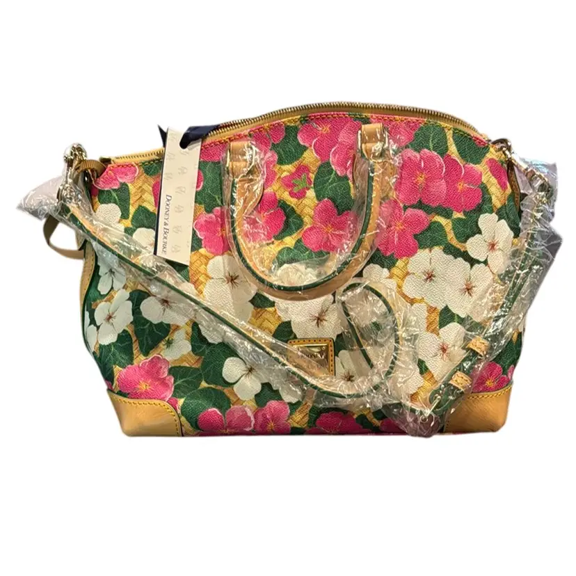 Dooney & Bourke Hydrangea Basketweave Flower Satchel - NWT & Registration Info