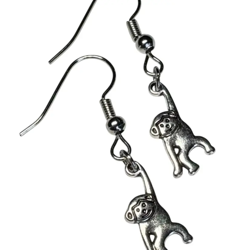 Monkey Ape Zoo Wildlife Charm Handmade Dangle/Fishhook Earrings