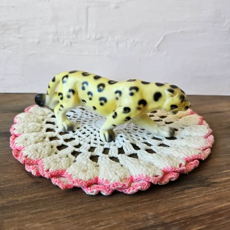 Vintage Leopard Ceramic Figurine Japan