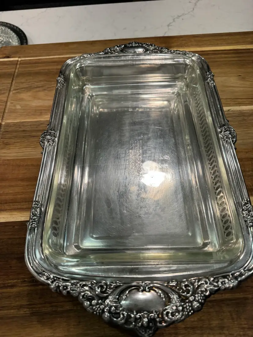 Gorgeous Silver plate Reticulated Casserole With Pyrex Insert