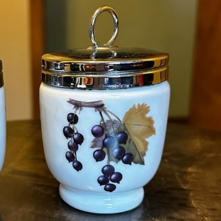 Royal Worcester egg coddler in the Evesham pattern