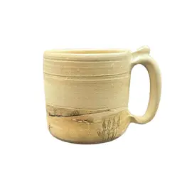 Art Pottery Stoneware Rustic Landscape Scene Mug Cup Artist Signed