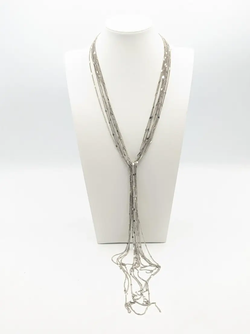 Silver-Tone Multi-Strand Necklace Knotted