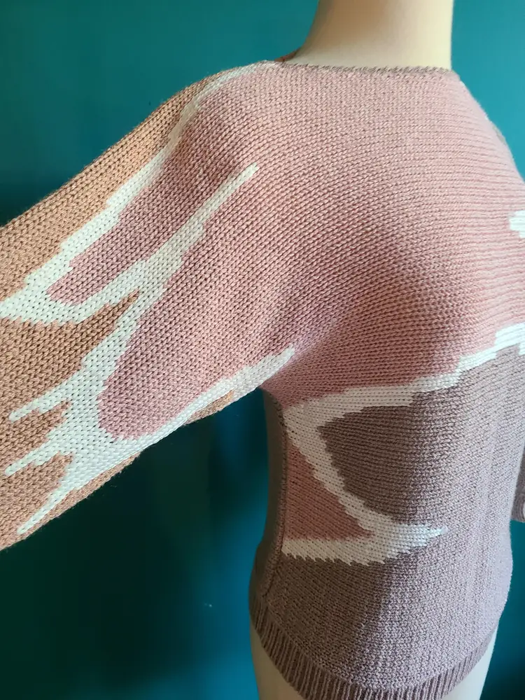 Vintage sweater, 80s sweater, ugly sweater, cotton, rayon size medium,  pullover, oversized sweater, colorblock, dolman sleeve
