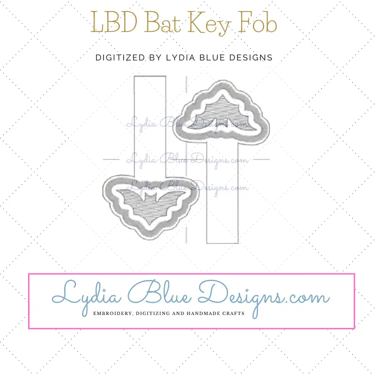 LBD Bat Key Fob In The Hoop Design DIGITAL Content Only - not a physical product