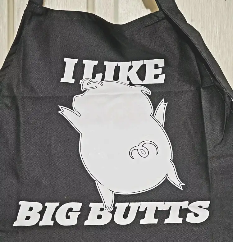 BBQ Black Chef Apron for Men Funny Grill Adjustable Pockets Kitchen "I Love Big Butts" New