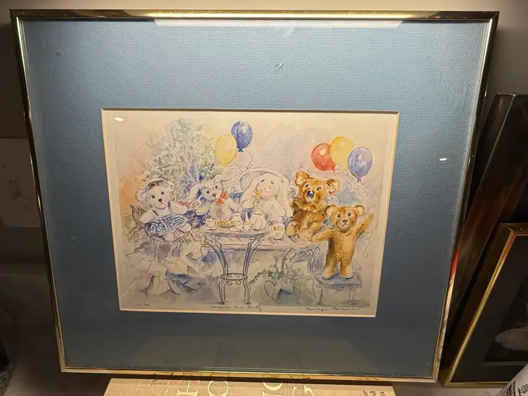 Dawna Barton Watercolor Signed 10X8 Gold Framed Nursery Art
