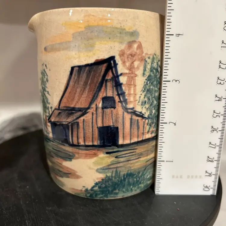 Pottery Mug Hand Turned Marshall Texas Signed Stamped Pitcher Cabin