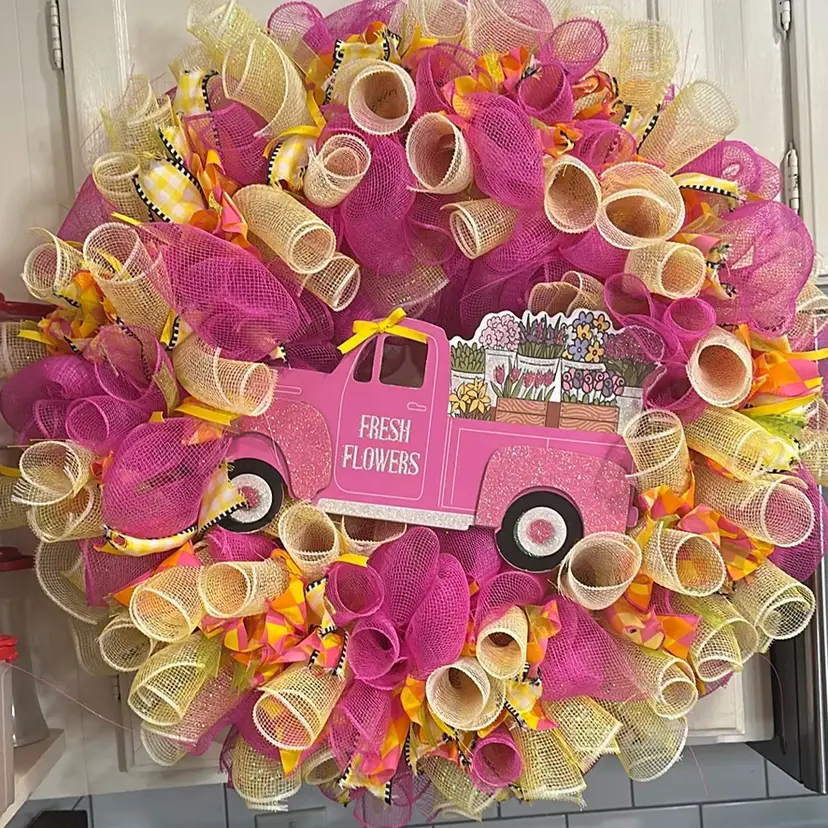 Fresh Flowers Truck Wreath Large
