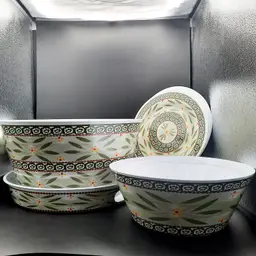 Temptations Melamine Old World Green Outdoor Plates & Serving Set of 13 Pieces