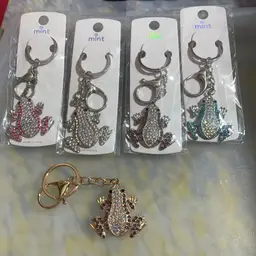 5pc Rhinestone Frog Keychain Purse Charm