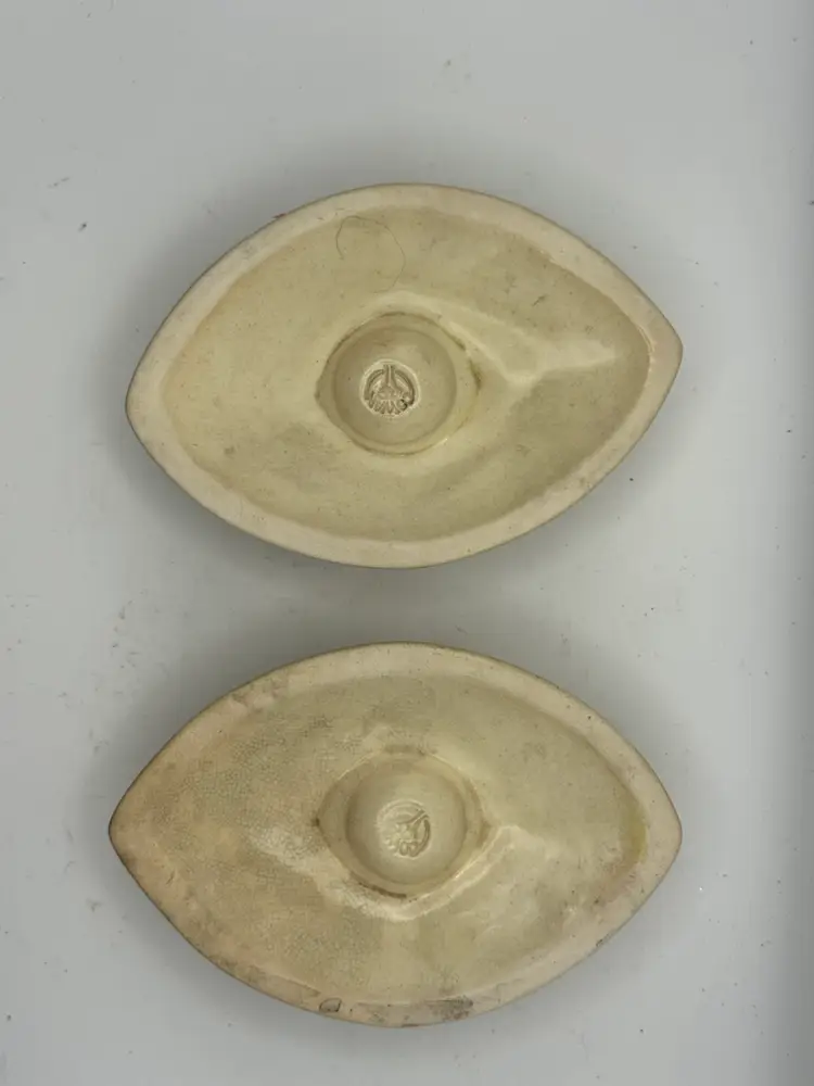 Set Of 2 MCM Art Deco Cowan Pottery Candlestick Holders 4.75”x3.25”