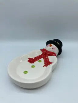 Ceramic Snowman Dish, Spoon Rest