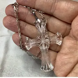 Vintage Waterford Crystal Cross Sterling Silver 26” Italian Chain