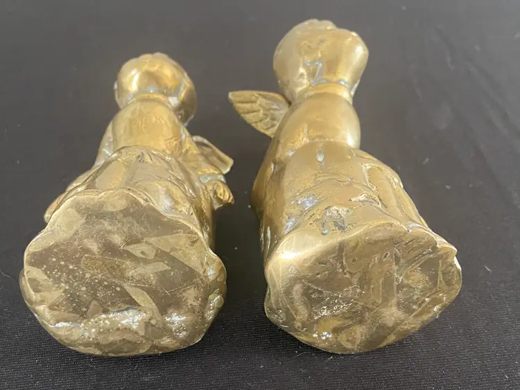 Vintage Brass Kissing Angels, 3.5" Tall