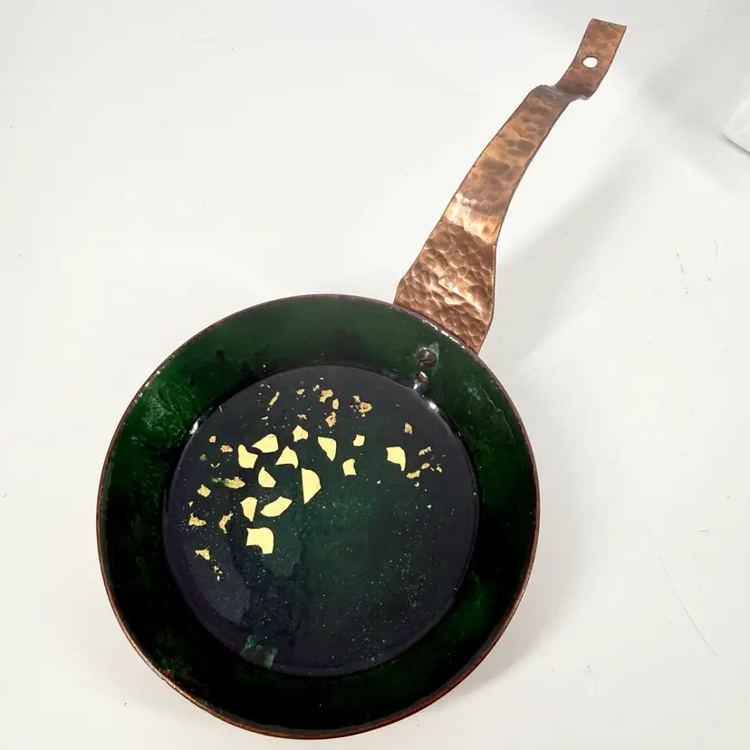 German Enamel On Copper Wall Mounted Decorative PAN 4in X 8in