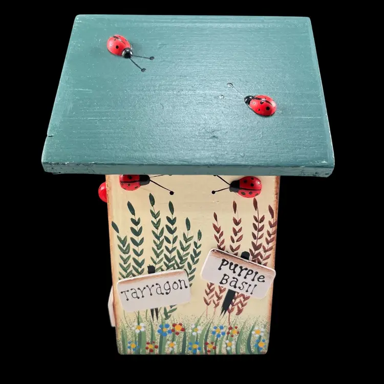 Wooden Painted Ladybug Inn Decor, Wooden Hand Painted Insect House Decor, Painted Wood Bug House, Cute Garden Style Decor, Cottage Decor