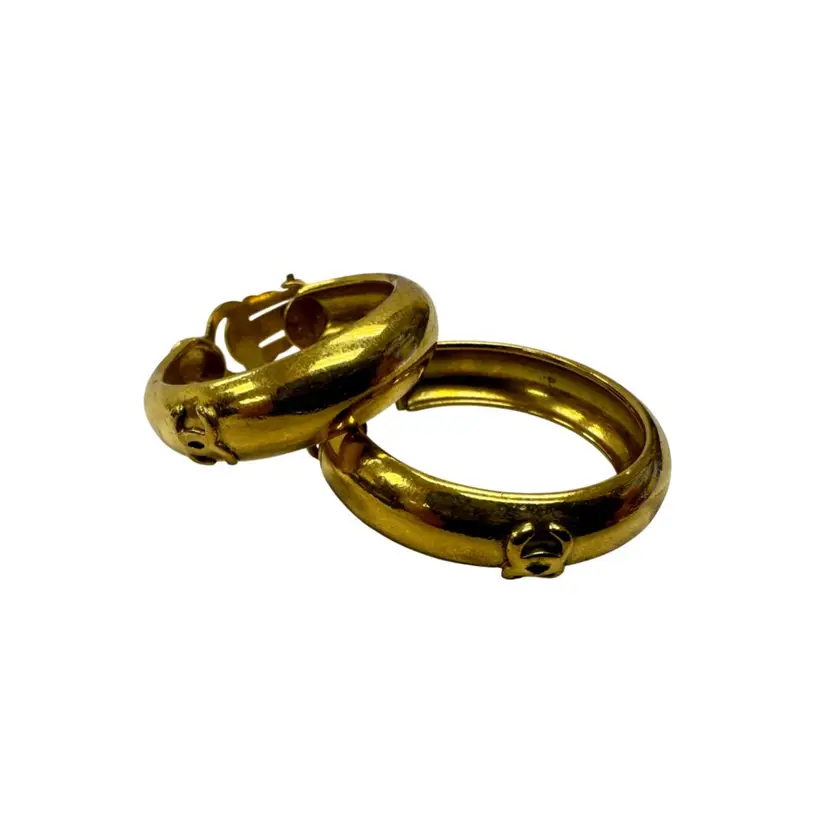 Chanel Gold Hoop Clip On Earrings