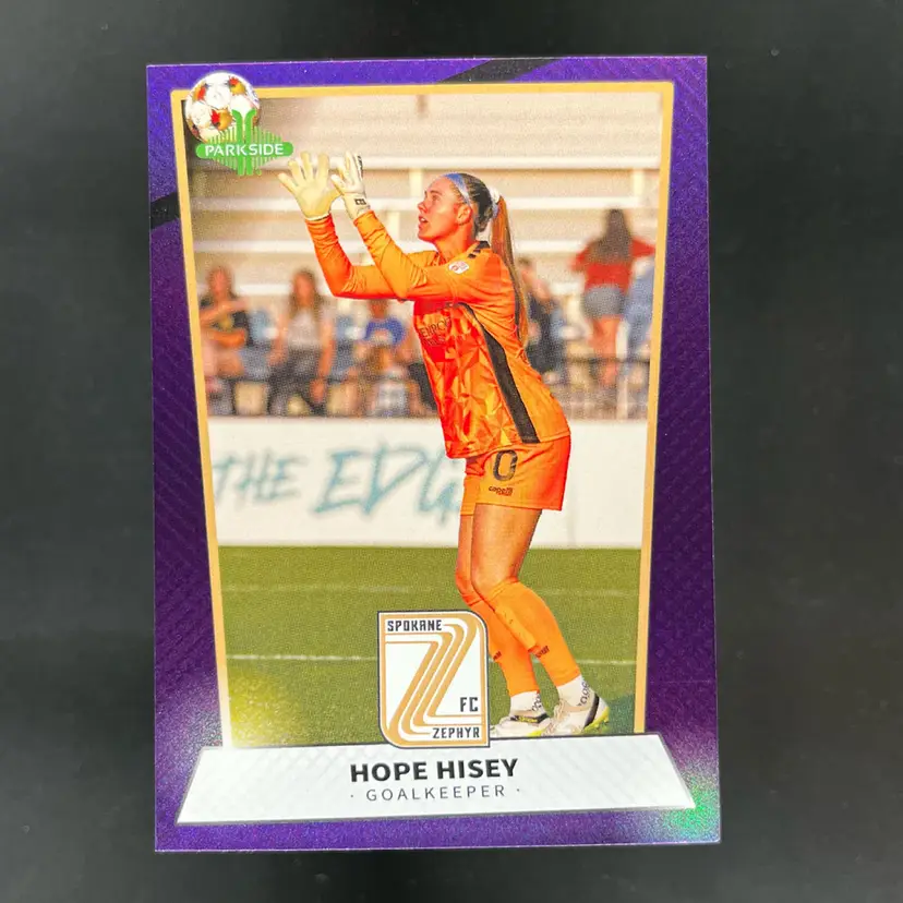 Hope Hisey 2026 Parkside Gainbridge USL Purple Foil Spokane Zephyr Soccer Card