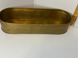 16” Vintage Hammered Brass Oval Planter