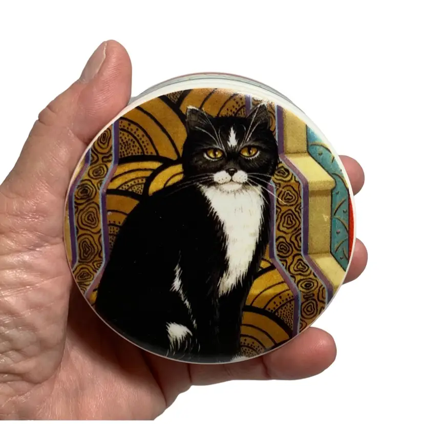 Black & White Cat Ceramic Trinket Dish Four Seasons Russ Berrie & Co. Item #15100
