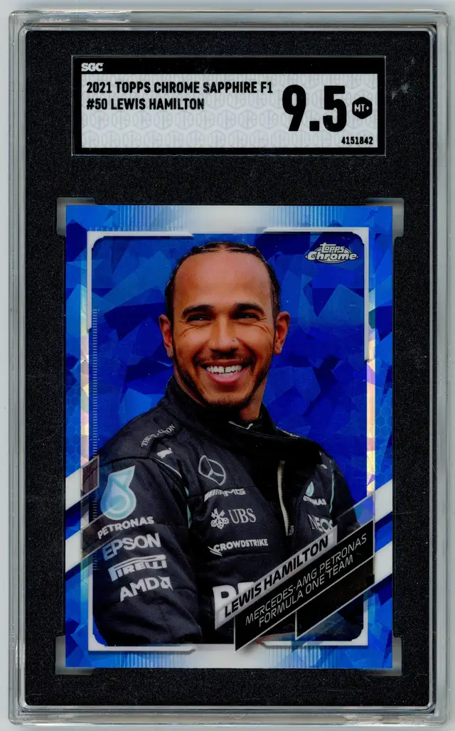 2021 Topps Chrome Sapphire F1 LEWIS HAMILTON #50 SGC 9.5 MT+