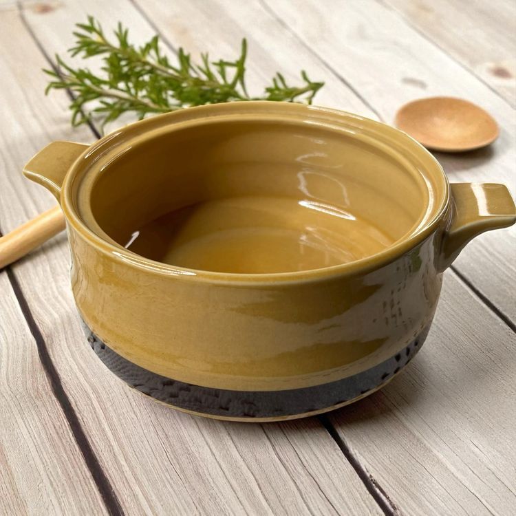 La Mesa  Stoneware Casserole No Lid Gold And Brown 10.5" X 8" X 4"