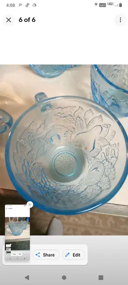 six-piece set of Indonesia Ice Blue Glass Teacup