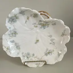 Vintage Haviland Limoges France relish dish or small serving platter Blue Flower Pattern 7.5”