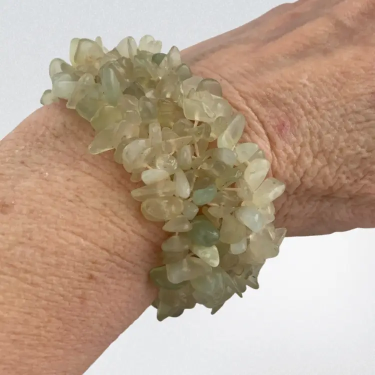 Vintage Light Green Prehnite Mineral Stone Beaded Bracelet